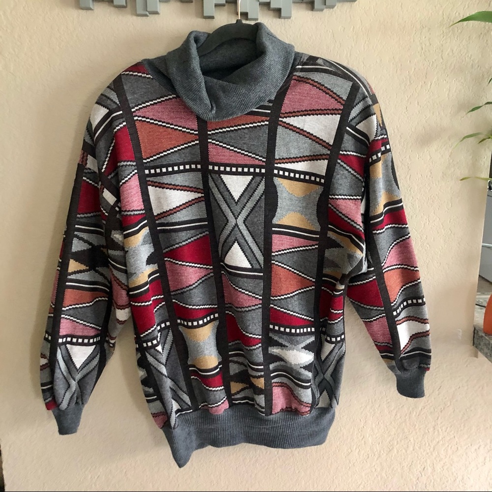 Vintage Top Notch geometric print sweater, 1X